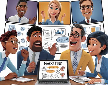 A group of business people in a meeting, showcasing Gleeful.Events' marketing, writing, consulting services