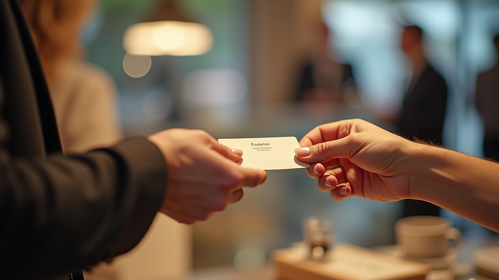 Close-up view of a customer loyalty card being handed over