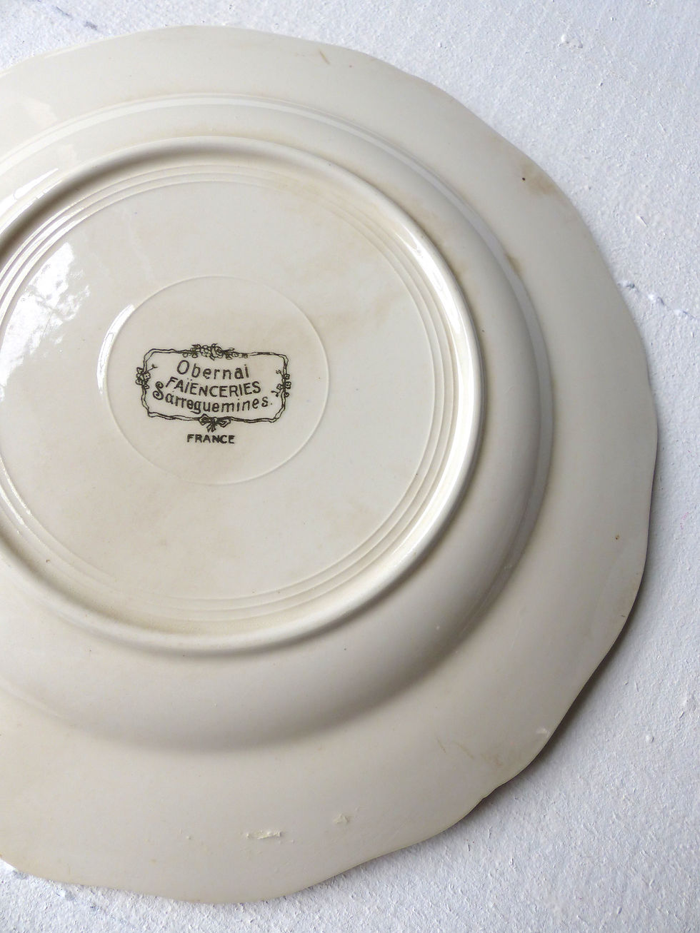 Miniature : Assiette plate ancienne - Sarreguemines Obernai Faïenceries