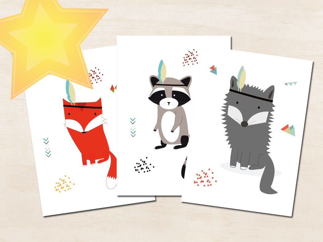 Set de 3 Cartes postales originales "Animaux" - Green & Paper