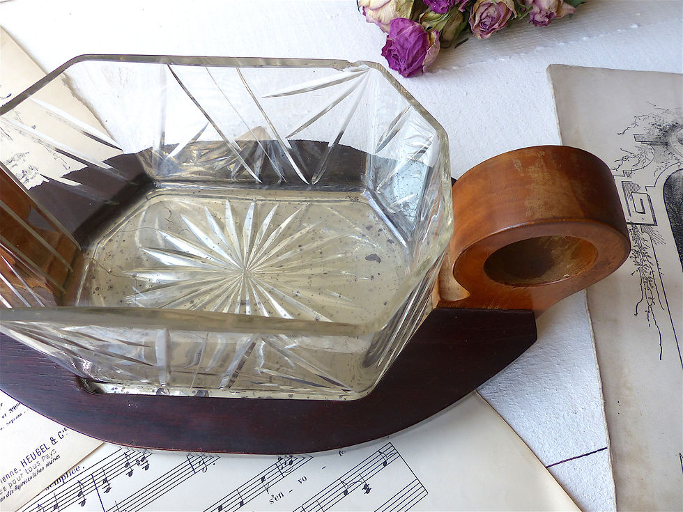 Miniature : Plateau miroir + boite en verre des années 50