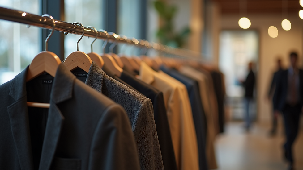 Eye-level view of a clothing rack featuring unique 606 merchandise