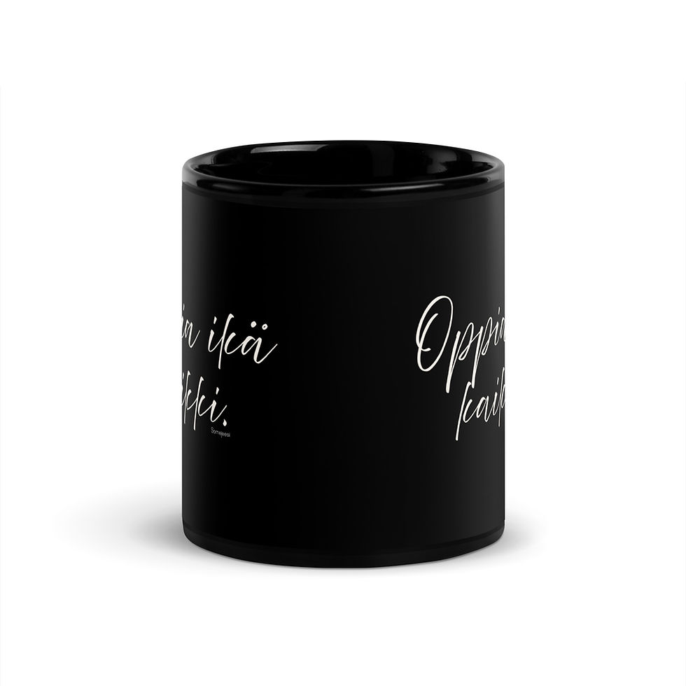 Pikkukuva: Kahvikuppi tekstillä "Oppia ikä kaikki"