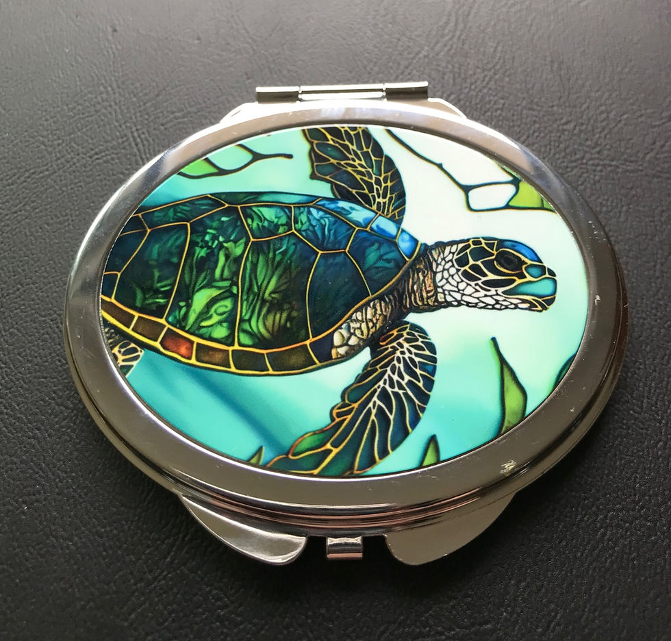 Stained Glass Sea Turtle Compact Mirror