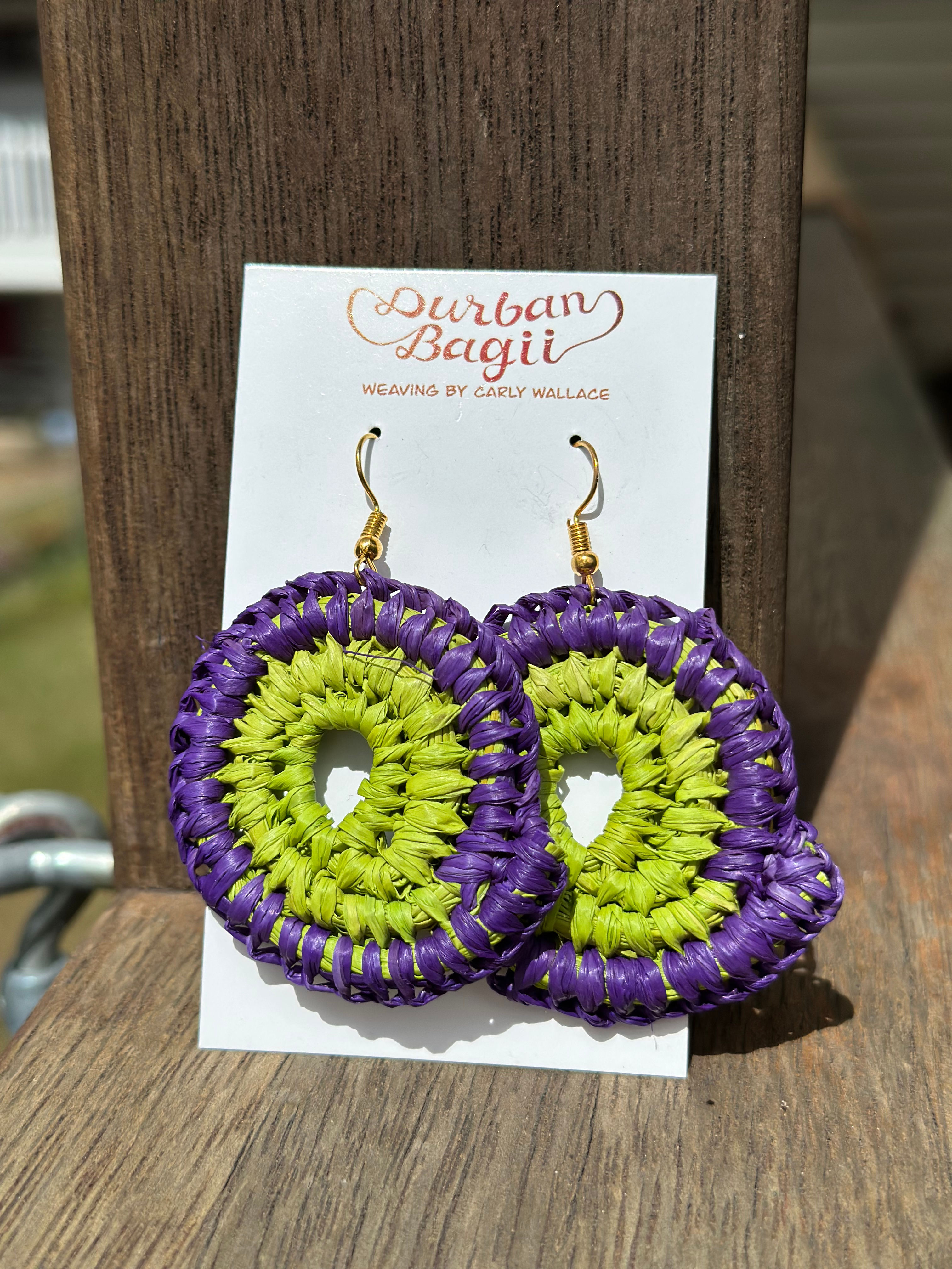 Medium Gani earrings- purple and green 