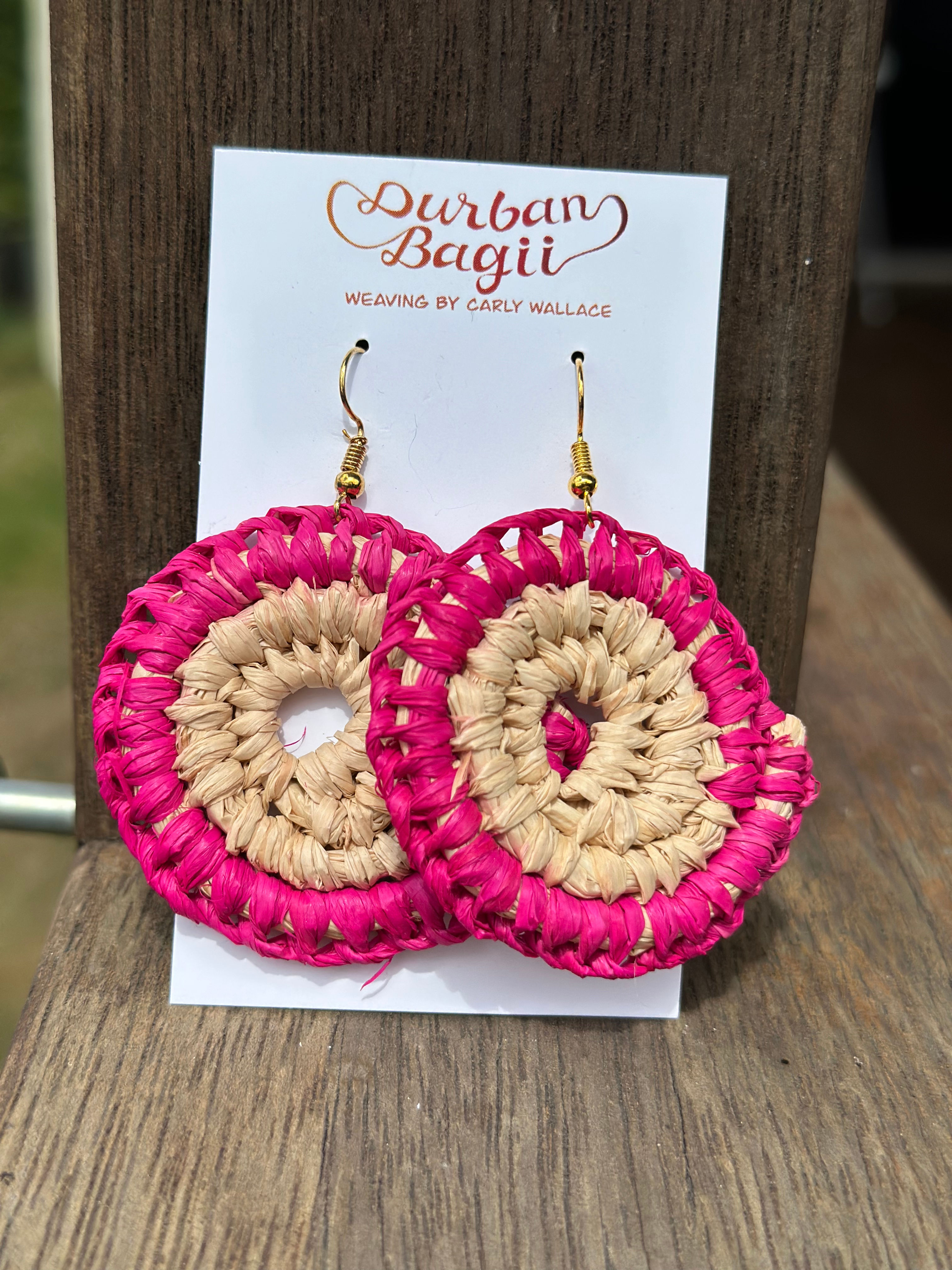 Medium Gani earrings- pink and natural 