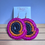 Thumbnail: Large hot pink on orange on black Gani earrings