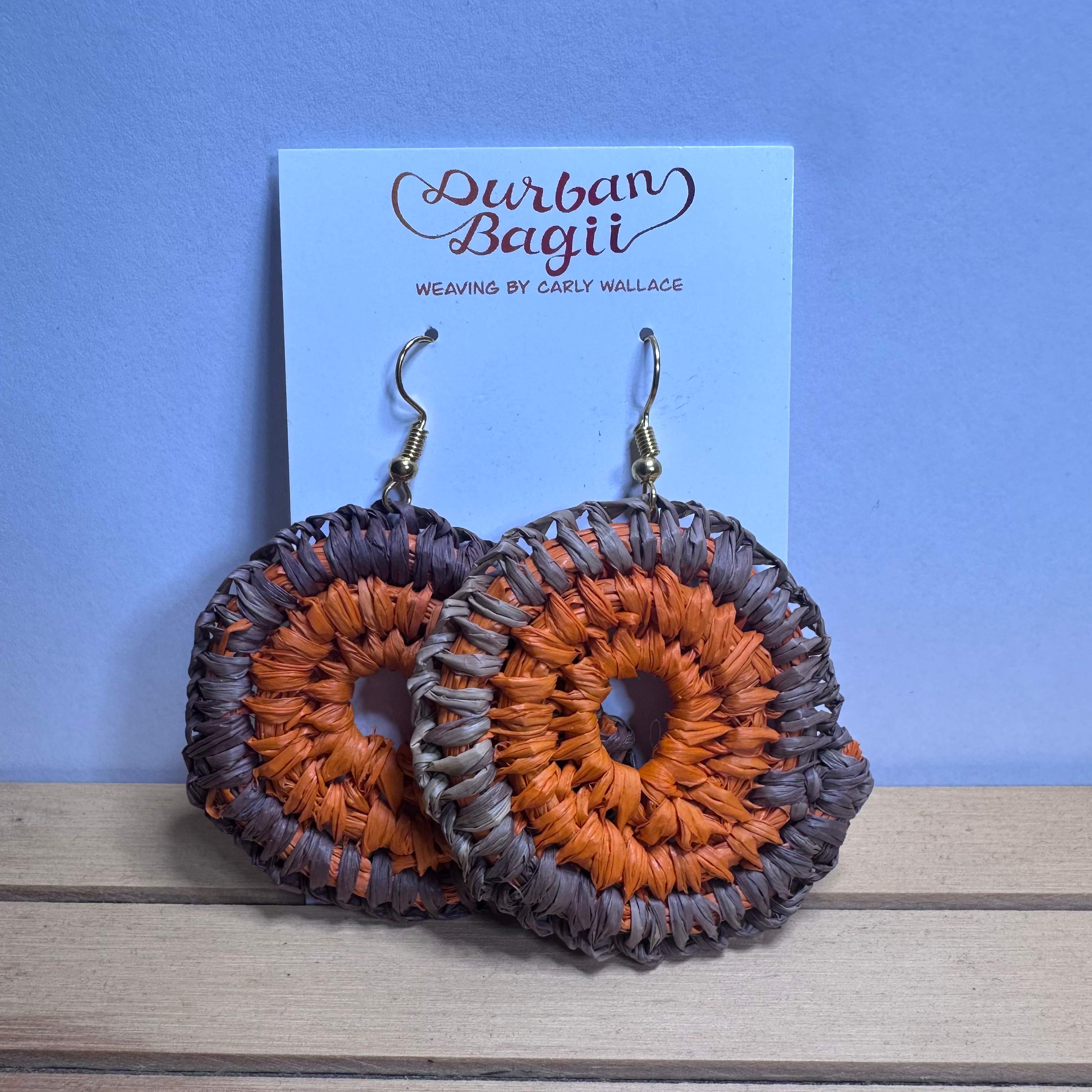 Medium brown on orange Gani earrings