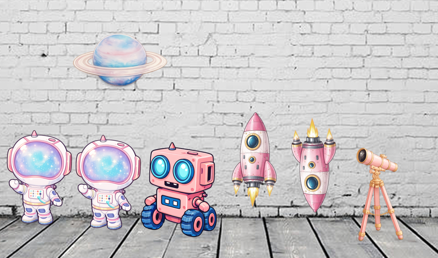 JL1516QS3 2 FT EACH  GIRL ASTRONAUT THEME