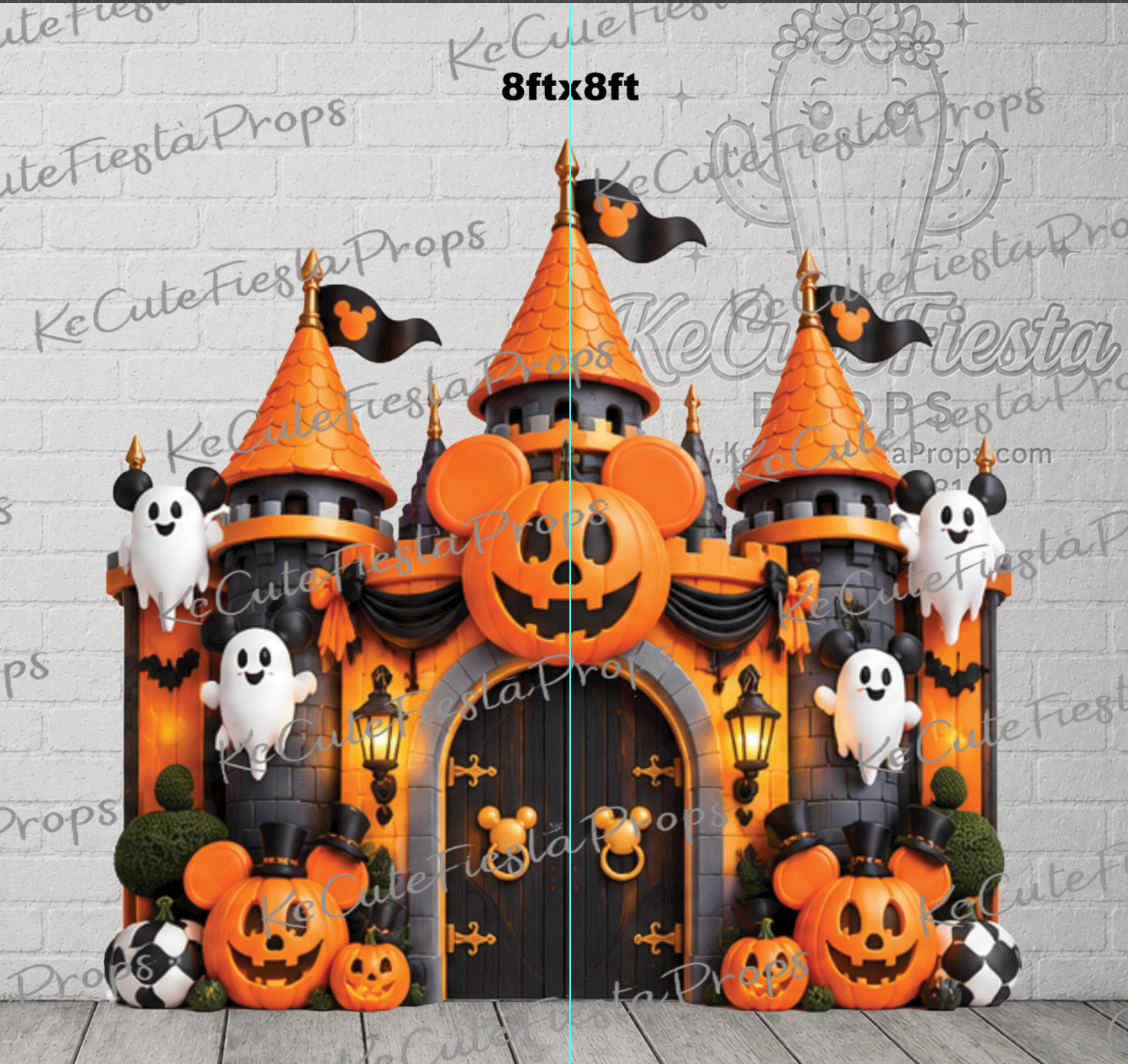 pumpkins and ghosts black castle halloween