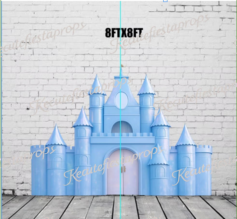 blue holographic effect princess castle