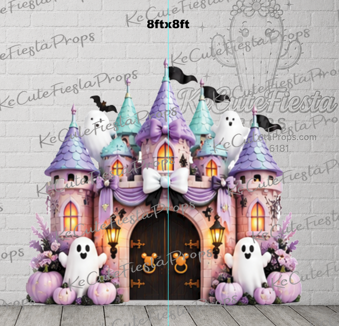 lilac teal ghost castle halloween