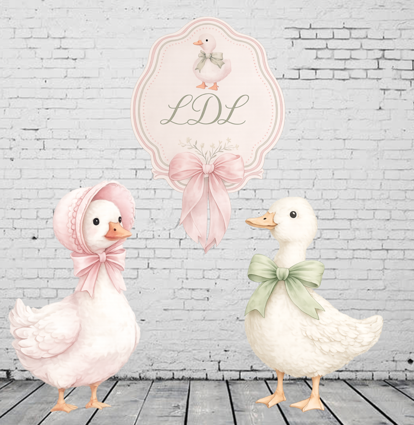 JL1580HS GREEN AND PINK GOOSE 3ft WITH CUSTOM SIGN 22”x30”