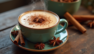 Winter spiced latte with cinnamon