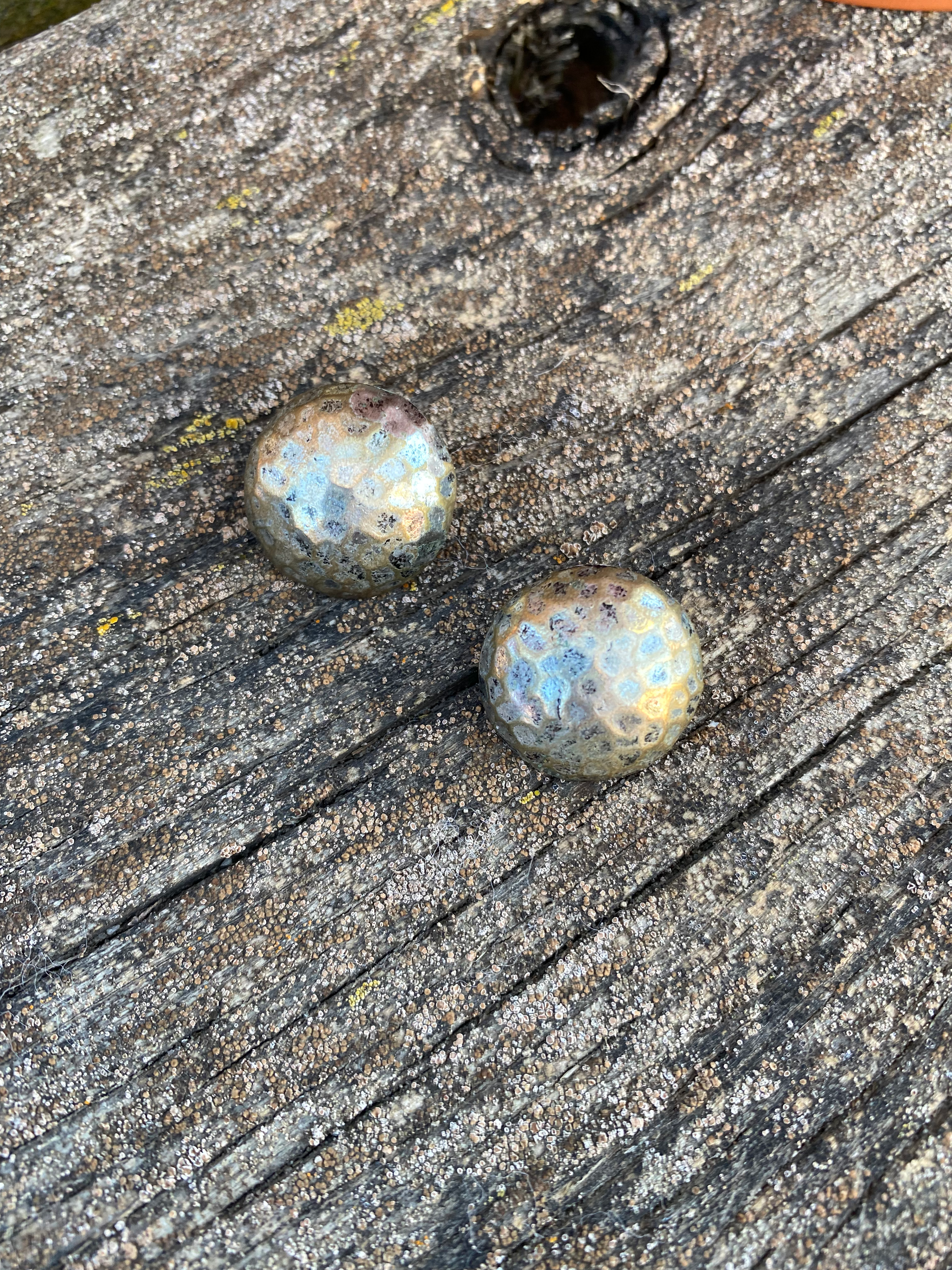 Vintage Hammered Button Earrings