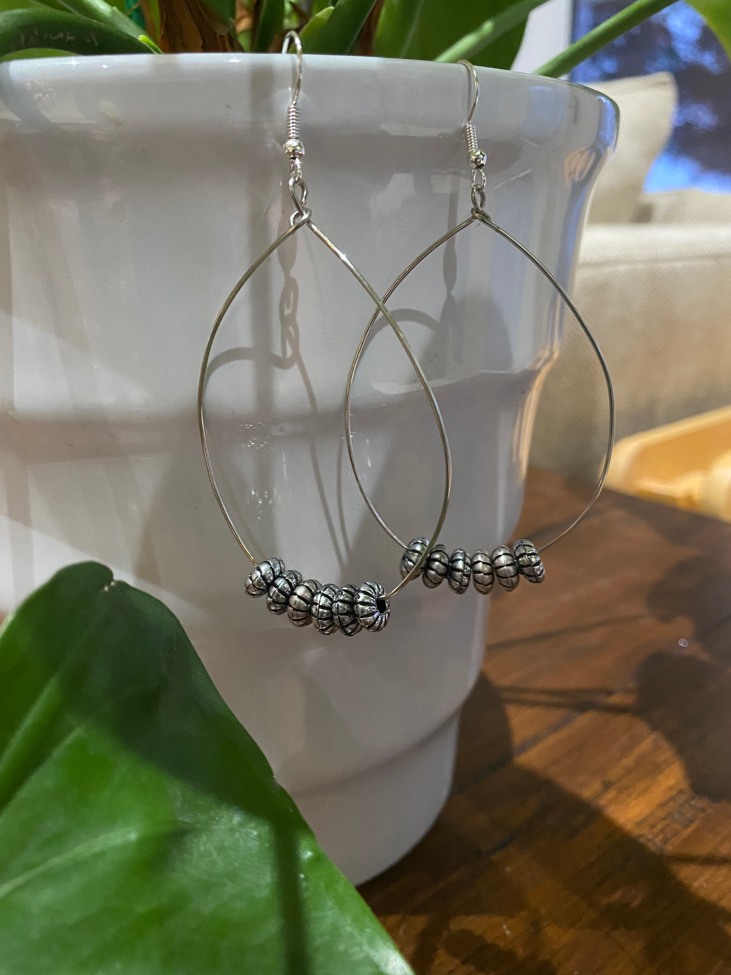 Funky Silver Beaded Hoops