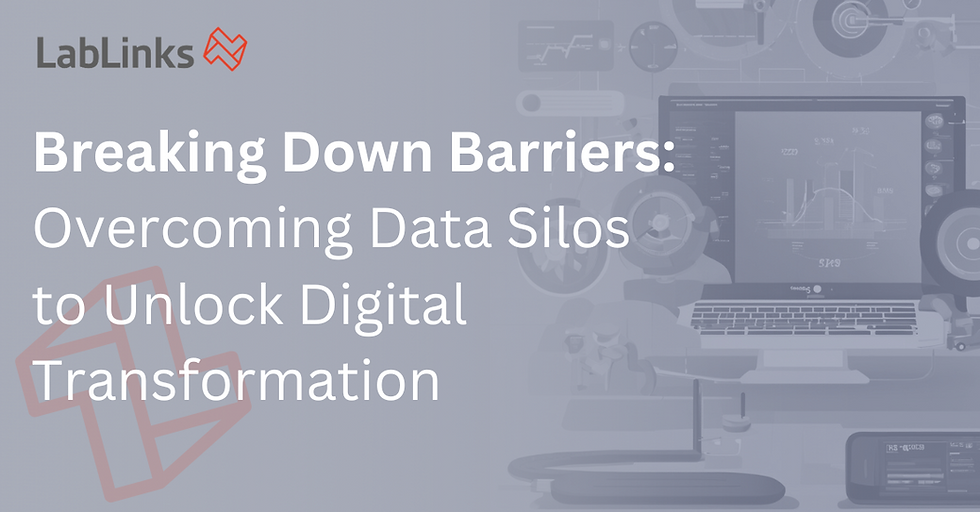 Digital Transformation for SMEs banner image depicting LabLinks Logo and graphic of laptop with different data streams integrating into one