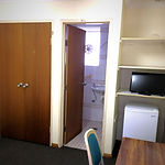 Motel room accommodation with bathroom