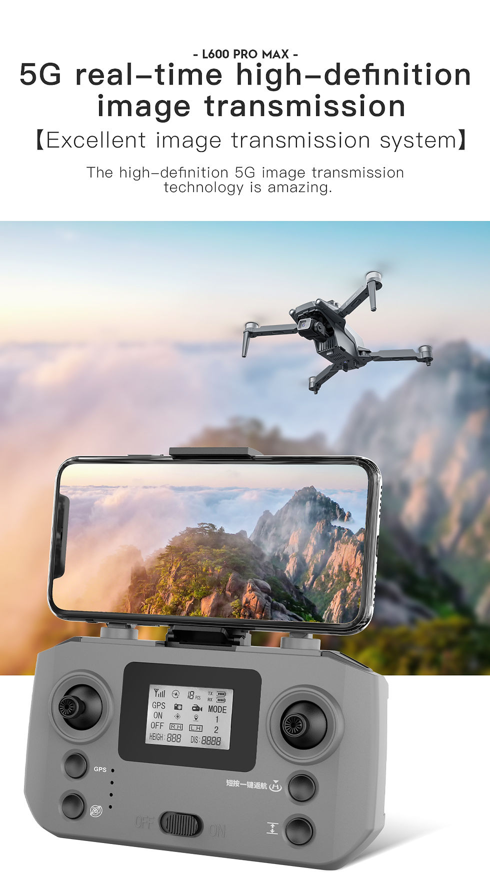 Thumbnail: New L600 PRO MAX/PRO GPS Drone 5KM 4K Professional HD Dual Camera 3-Axis Gimbal 