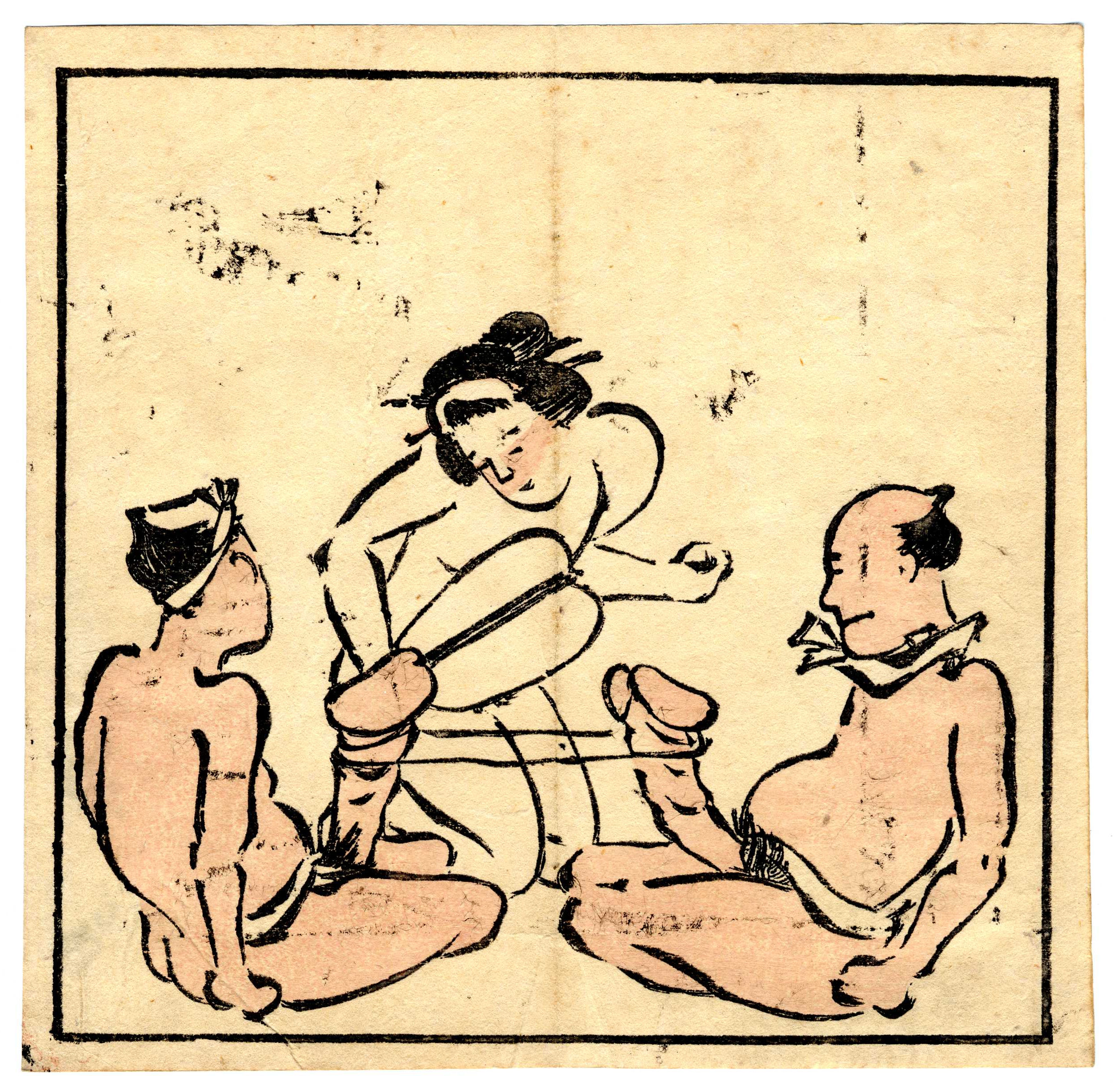 shungaisart - 1880–1890 – Comical Shunga: Phallic Contest - Japanese erotic art