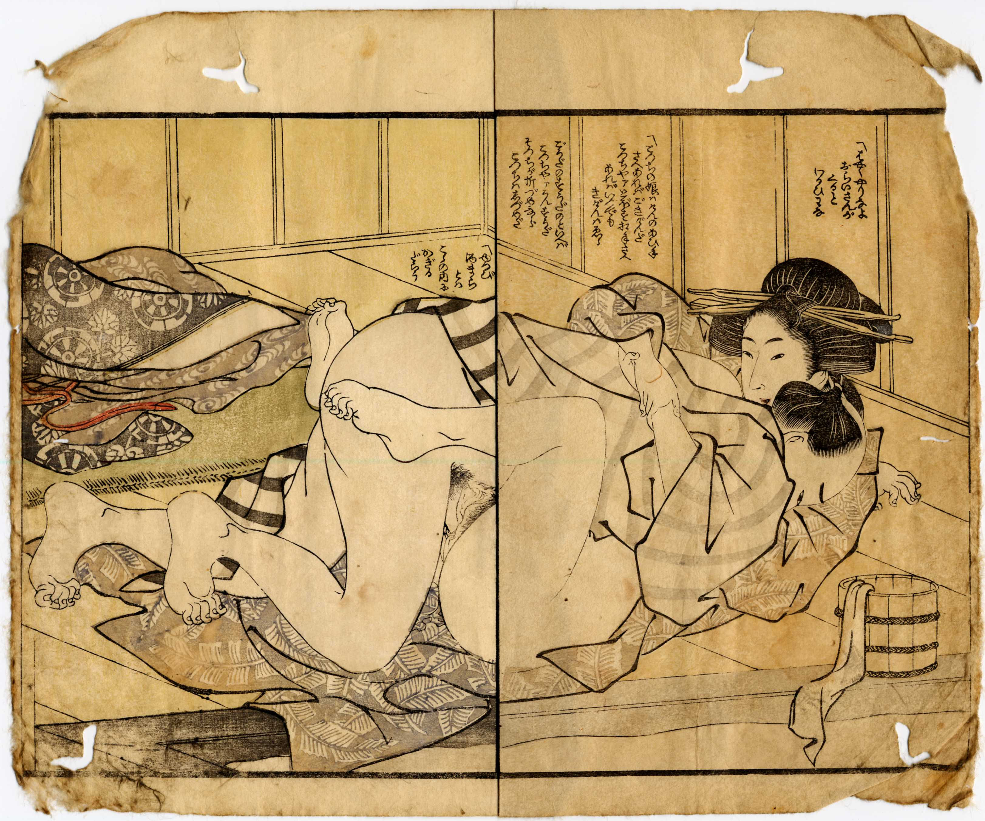 shungaisart - 1810 - Hokusai/Utamaro - Shunga - Pulling Tightly - Japanese erotic art