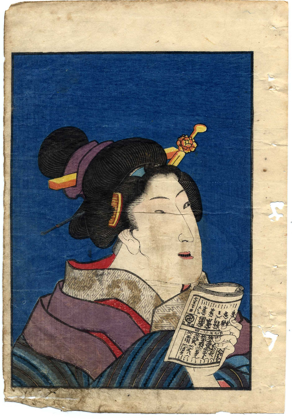 Miniature : 1842 - Kunisada - Shunga - Lot of 3 Japanese Beauties