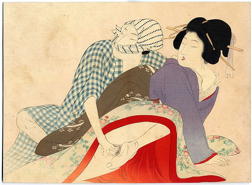 1897 - Takeuchi Keishu - Shunga - Ozakura - Sneaky ruffian | shungaisart
