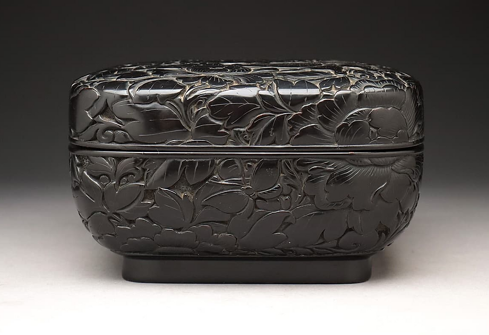 Miniature : 1817 - Japanese lacquerware - urushi - Black Butterfly & Peony Box