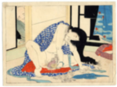 shungaisart - 1900 - Tomioka Eisen - Shunga woodblock print - Harigata - Japanese Dildo