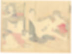 Thumbnail: shungaisart reverse of 1900 Terukata Hokusai Shunga Japanese erotic woodblock print Masturbating voyeur
