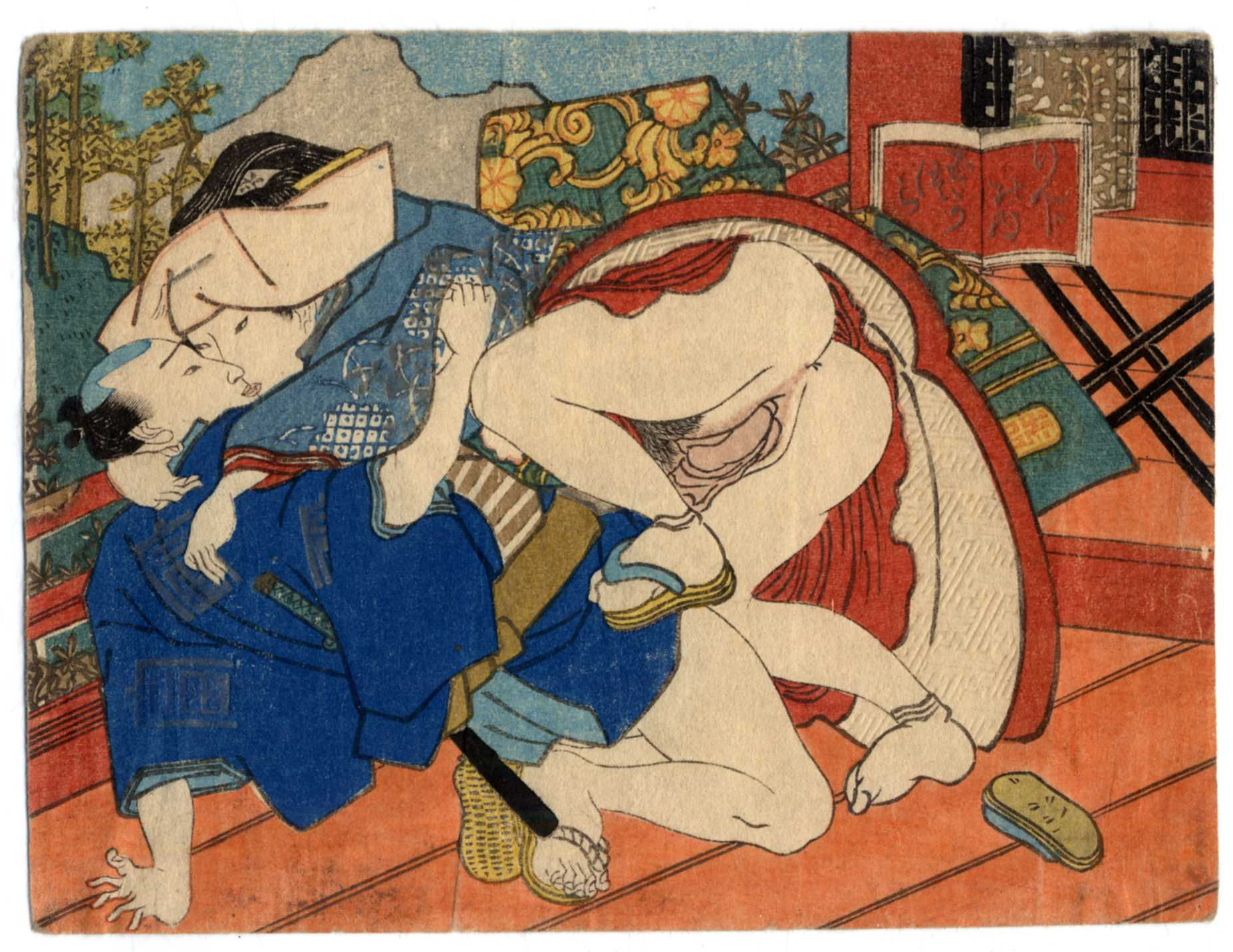 shungaisart - 1850 - UTAGAWA - Surimono Shunga woodblock print picture - High-Status Couple - Japanese erotica