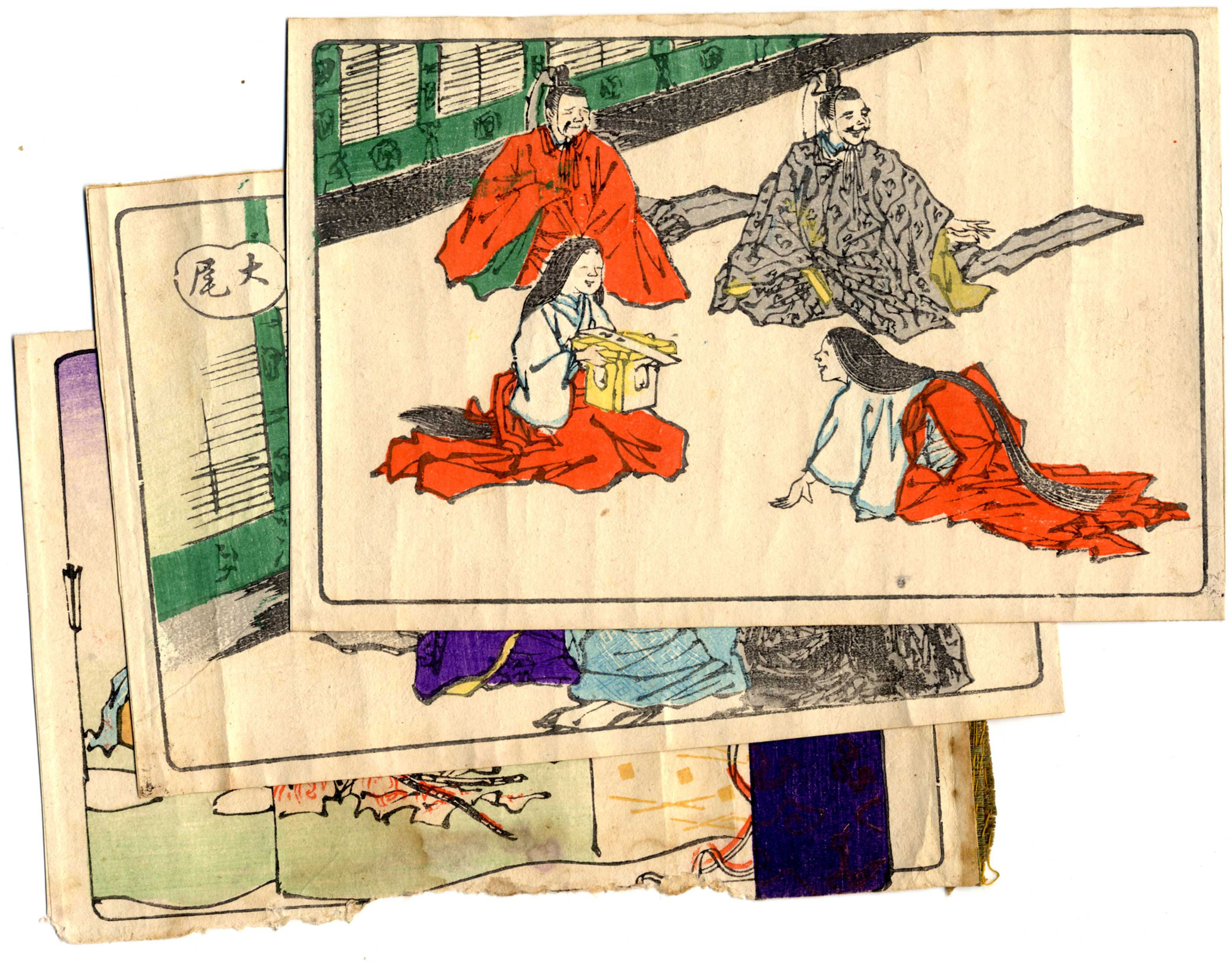 RARE- 1870 - Kyosai - Shunga - Courtly Scenes X 3