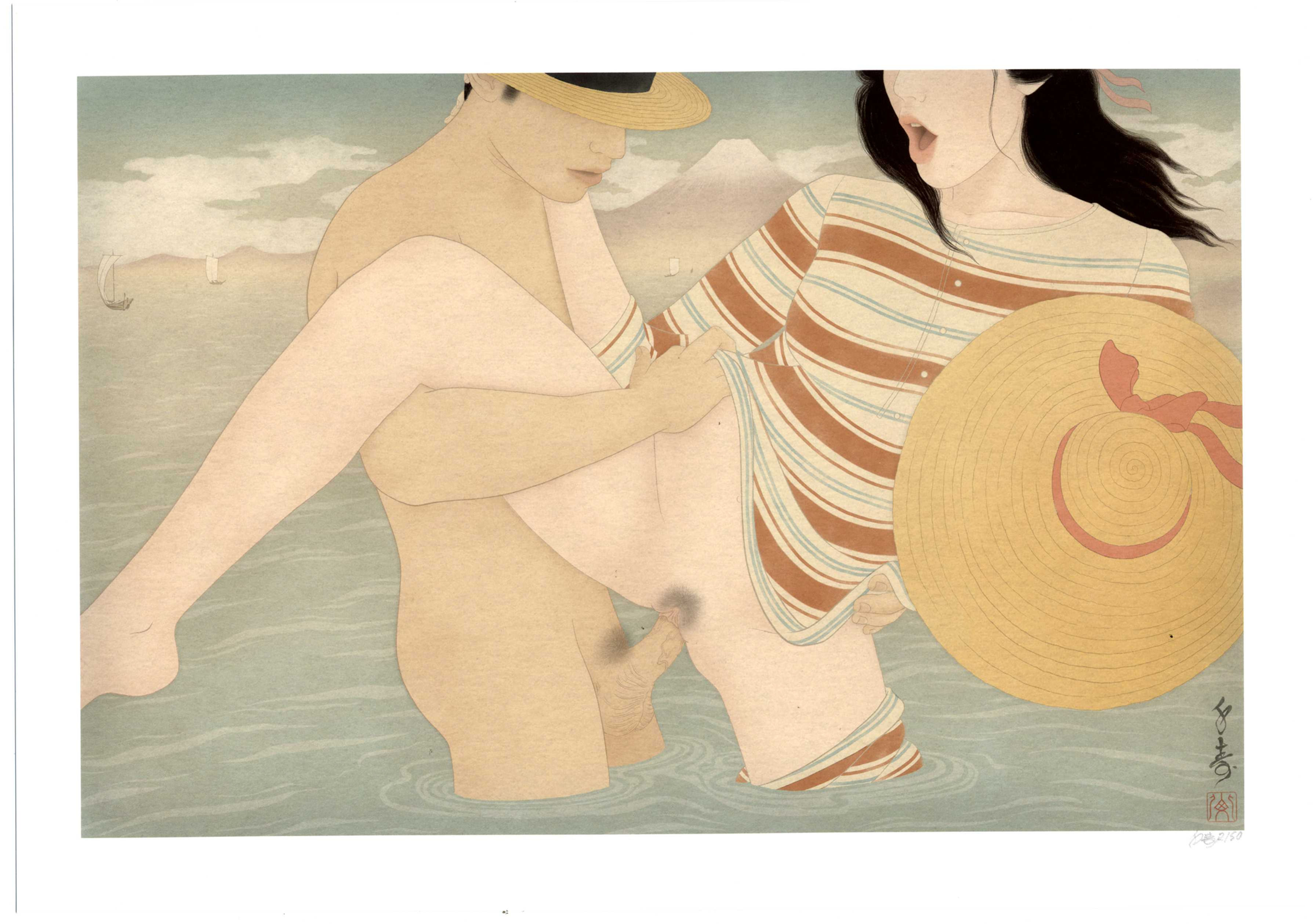 shungaisart - Senju - Limited Edition Shunga - Seaside Ecstasy - beach shunga