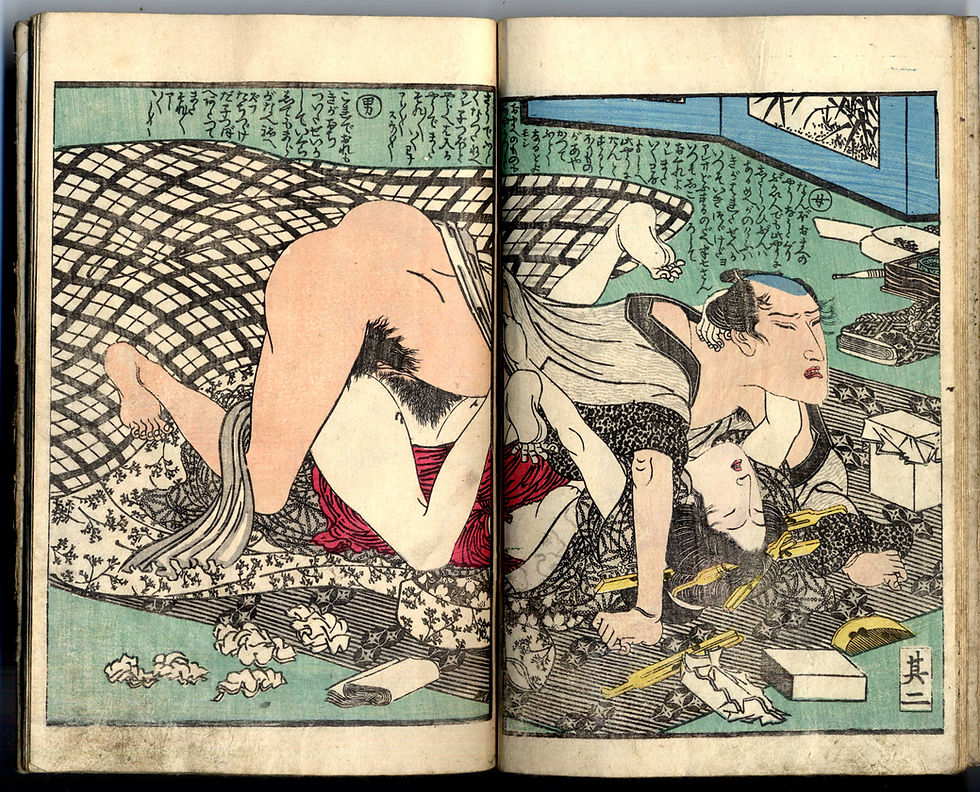 Thumbnail: 1822 - TOYOKUNI - Call of the Geese Meeting at Night - Shunga Book Set