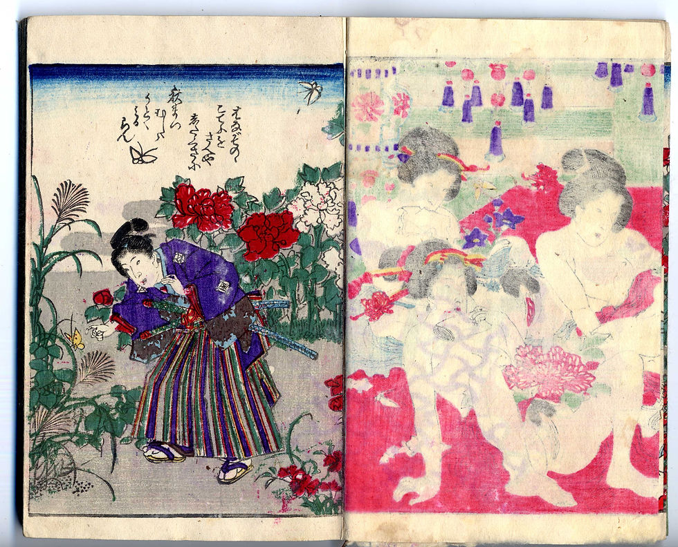 Miniature : 1880 - Shunga Picture Book - Panoramic Orgy