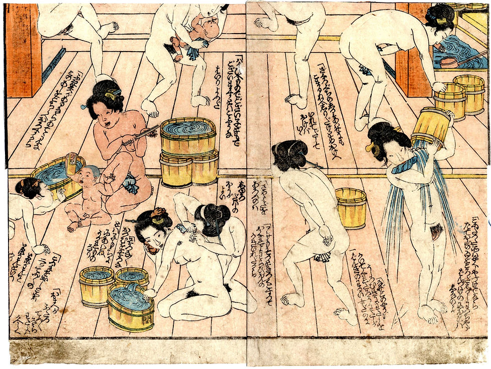 shungaisart - Kunisada shunga - bathhouse shunga - sento shinwa