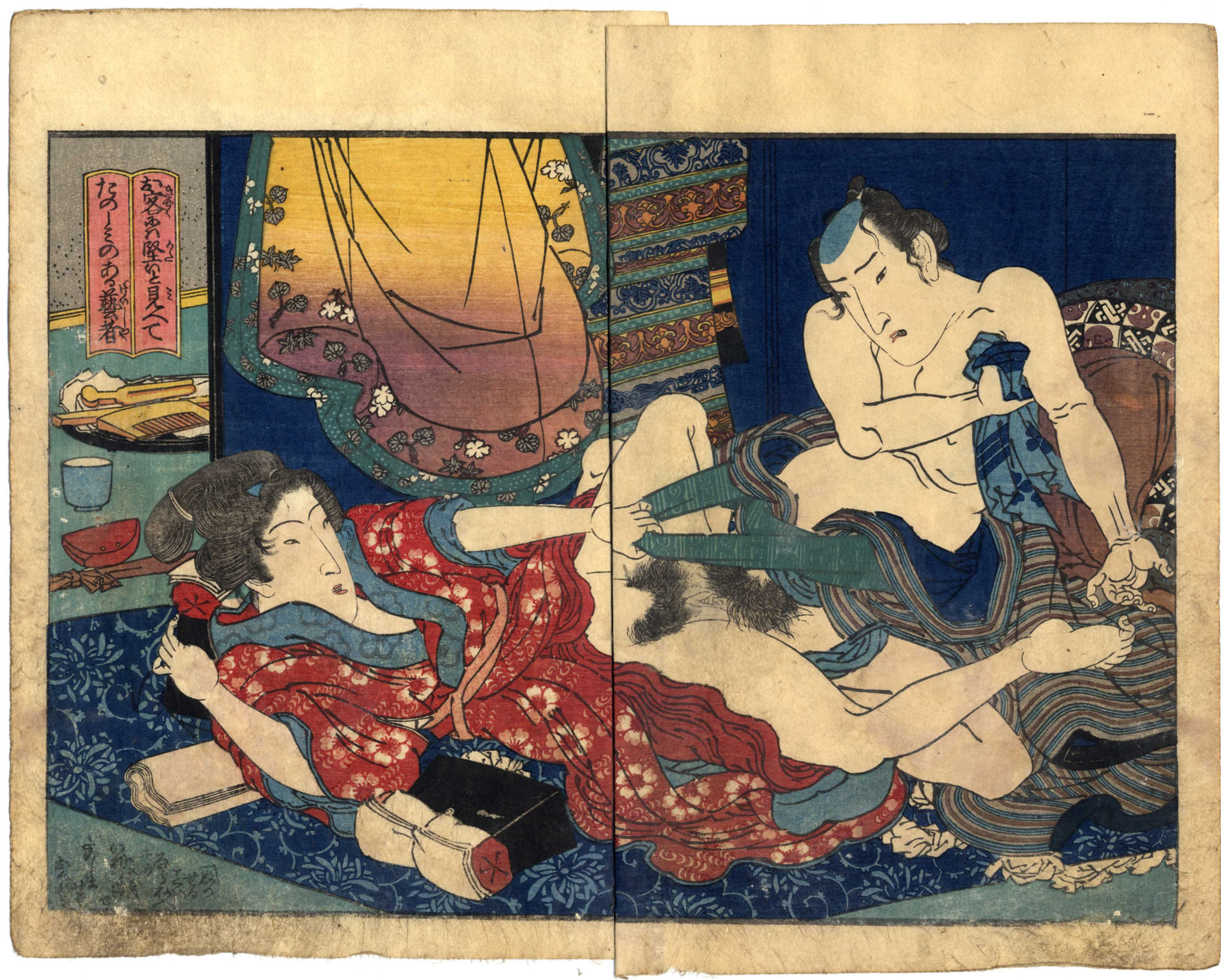 shungaisart - 1836 - EISEN - Shunga woodblock print - Pulling Deeper