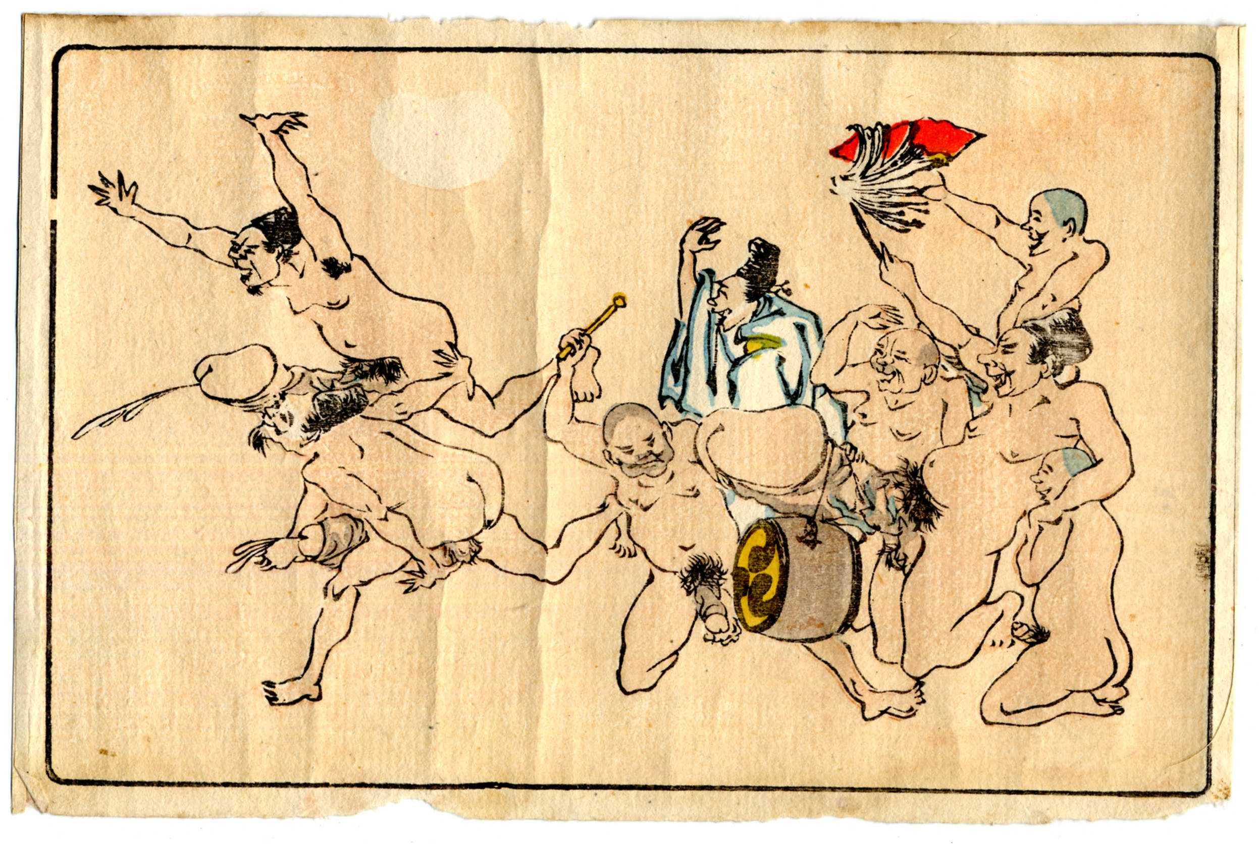 RARE- 1870 - Kyosai - Homoerotic Shunga - Gay Riot