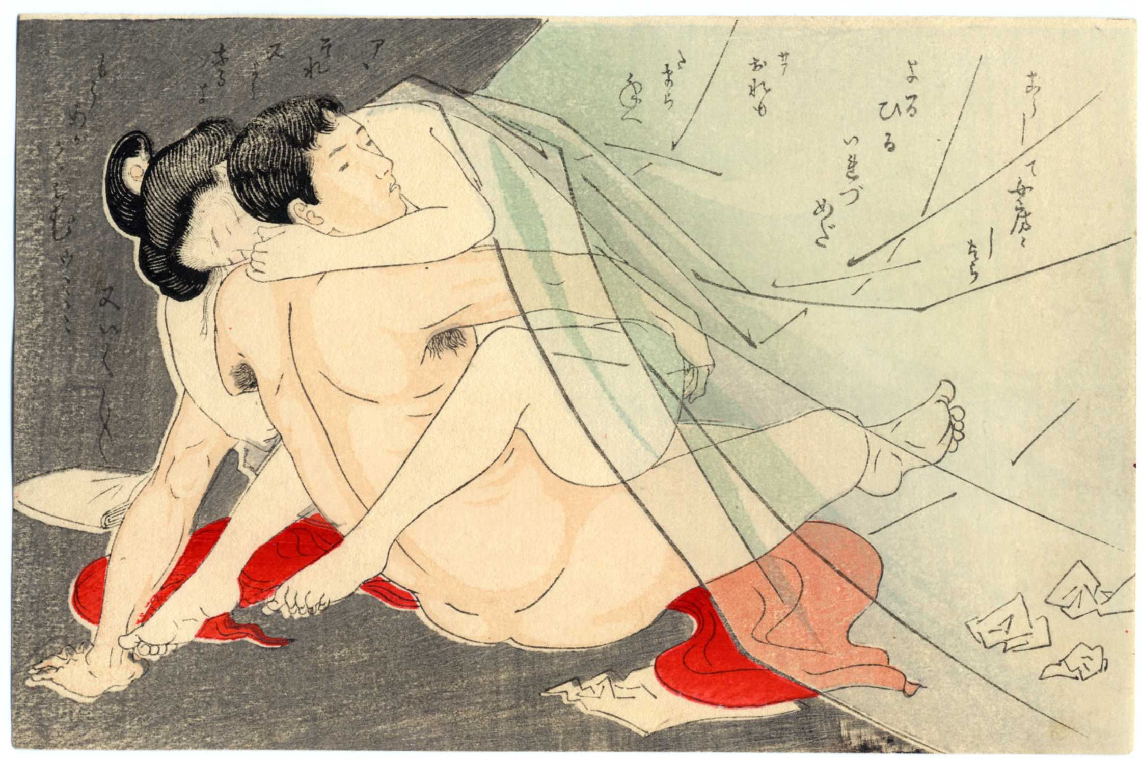 shungaisart - 1900 - Keishu - Shunga woodblock print - Japanese erotic art - Mosquito Netting