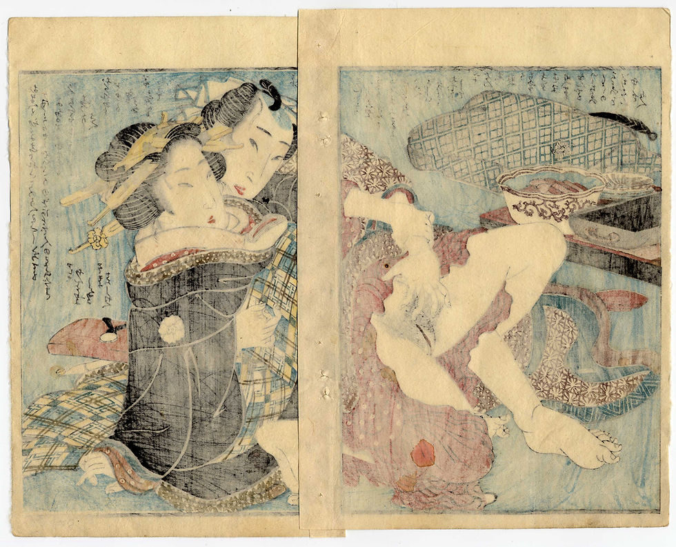 Miniature : shungaisart reverse of 1820 Original Keisai EISEN Shunga Japanese erotic woodblock print art #3