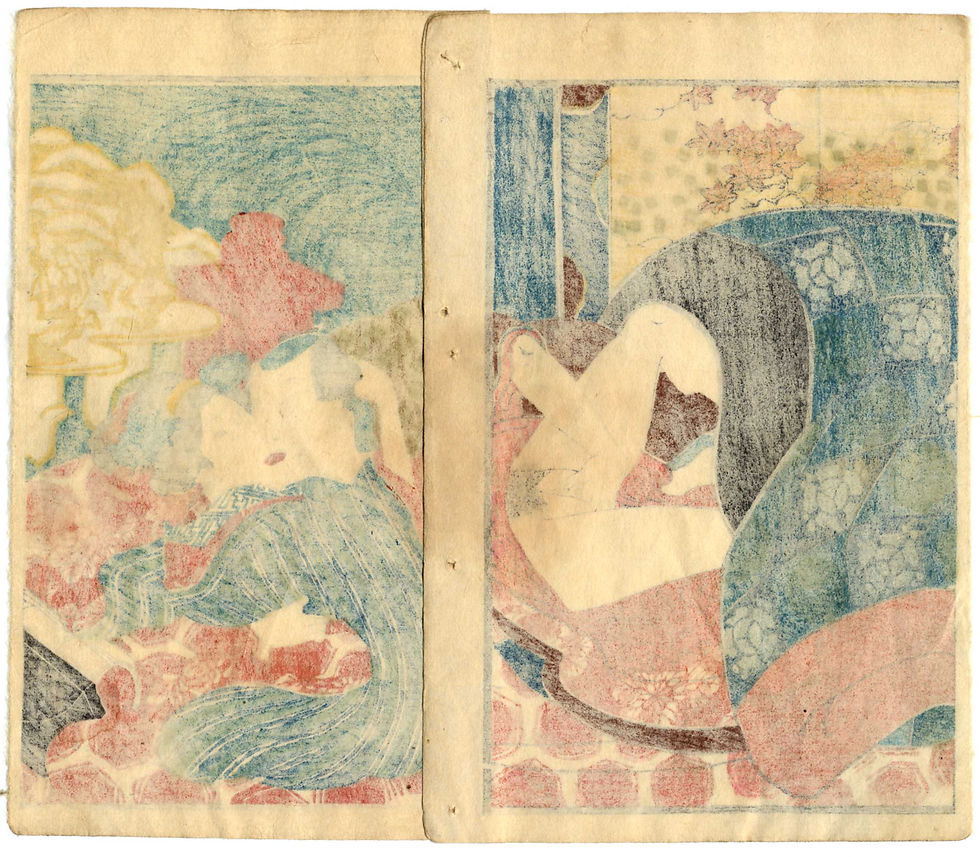 Miniature : shungaisart - 1845 - Keisai EISEN - Shunga woodblock print - Kissing - Fingering - impressions