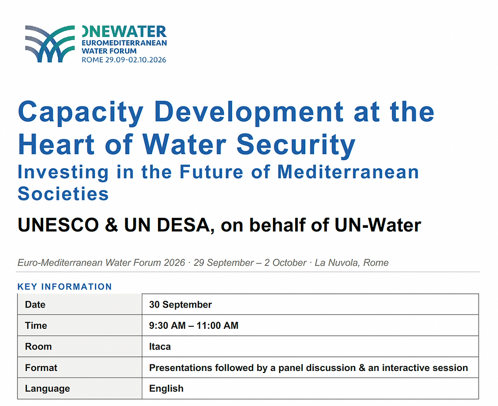The UNESCO Chair on Sustainability to participate in the Euro-Mediterranean Water Forum 2026 in Rome