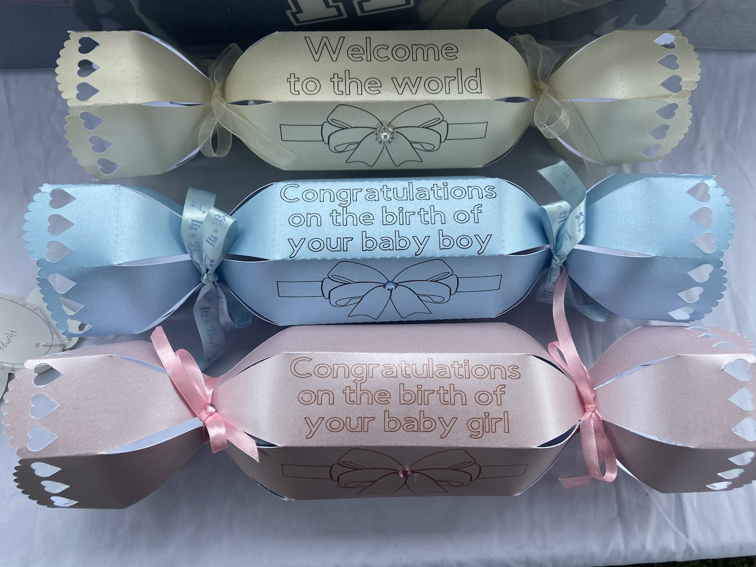 Congratulations cracker with outfit