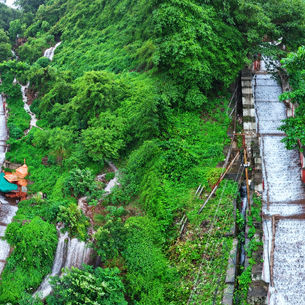 Rain Turns Simhachalam Steps into a Waterfall 🌧️
