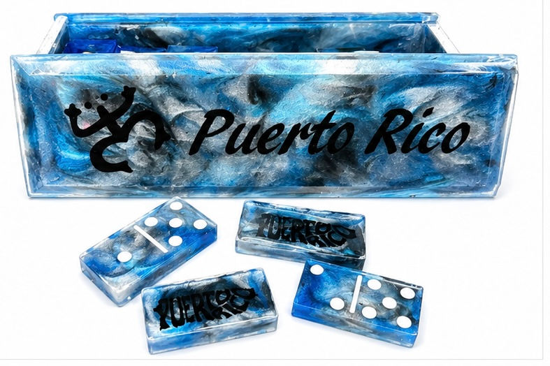 Blue Marble Puerto Rican Domino Set