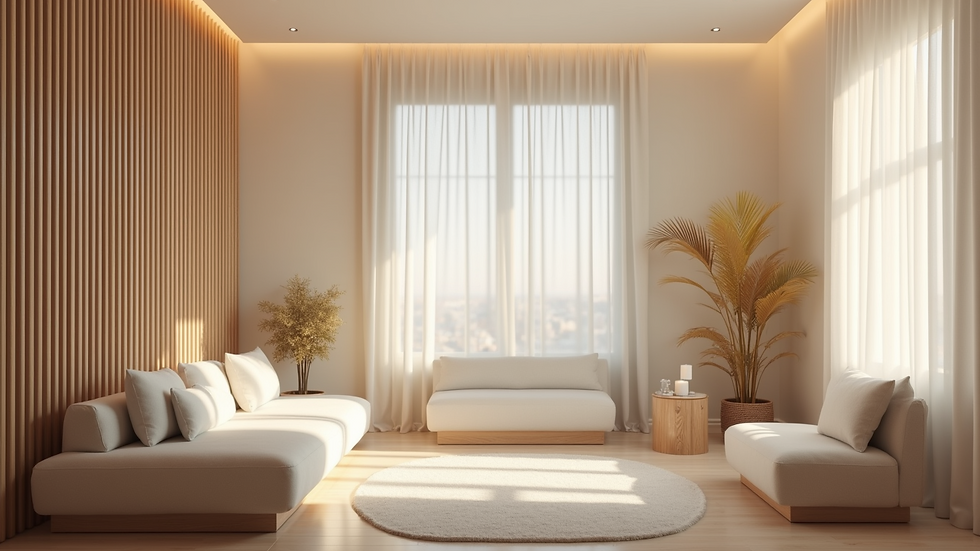 Eye-level view of a serene therapy room with calming decor