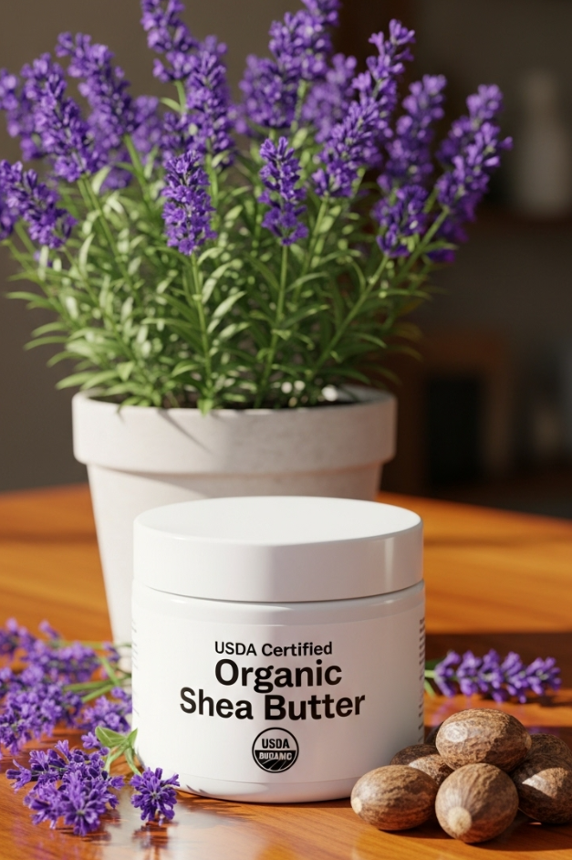 Thumbnail: white jar on surface with lavender flowers