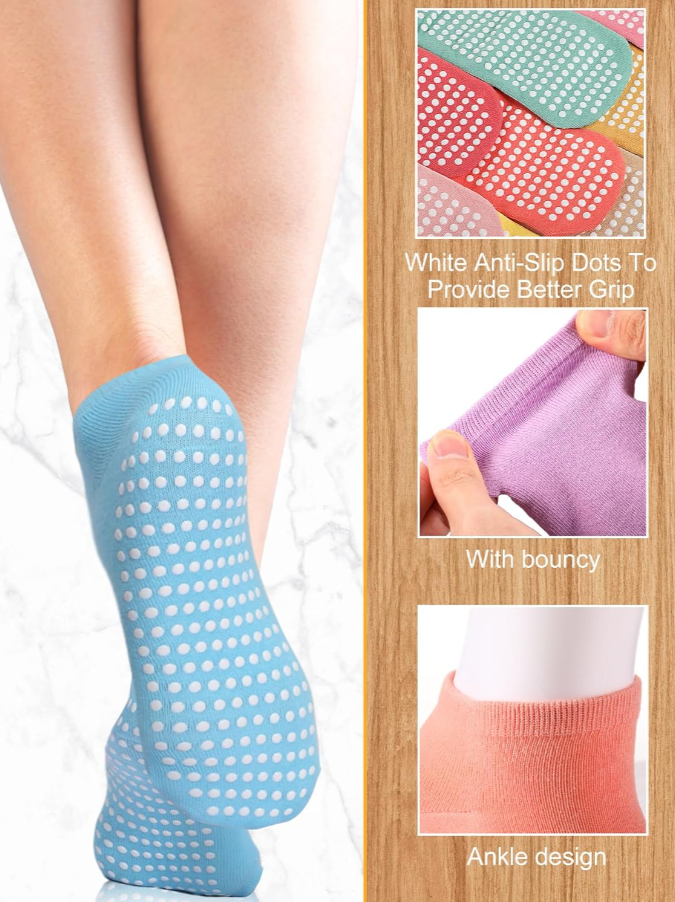 Thumbnail: Anti-slip cotton grip socks for yoga, Pilates, safety