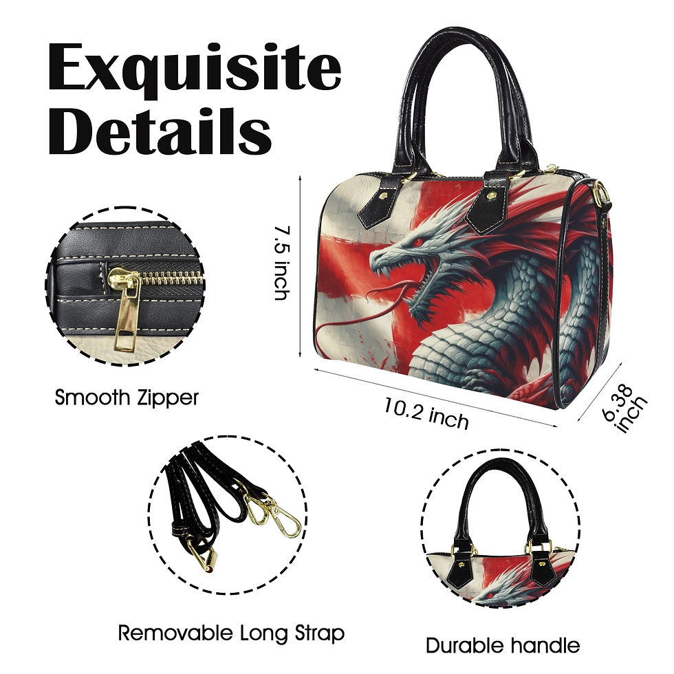 Thumbnail: Dragon Beast of England Flag Inspired Boston PU Leather Handbag