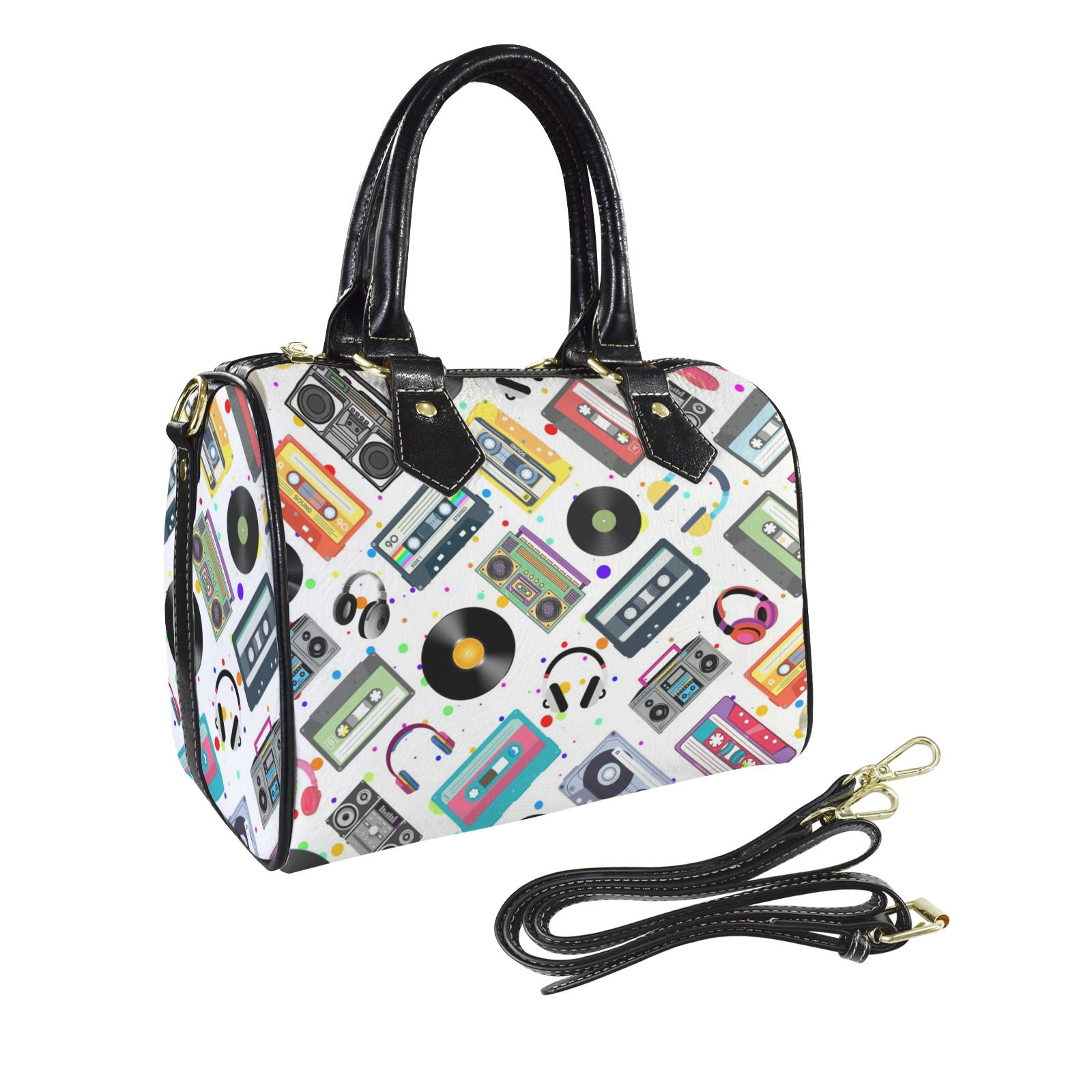 Retro Music Artistic Groovy Inspired Boston PU Leather Bag.